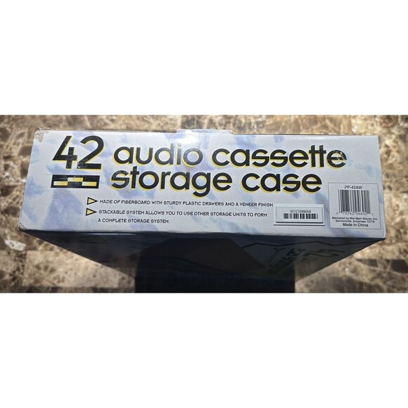 Brand New 42 Cassette Tape Holder Case Vintage Wood-Grain 3 Drawer Storage Retro - Picture 3 of 4